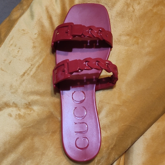 Gucci Shoes - Gucci Women's Red Chain Sandals